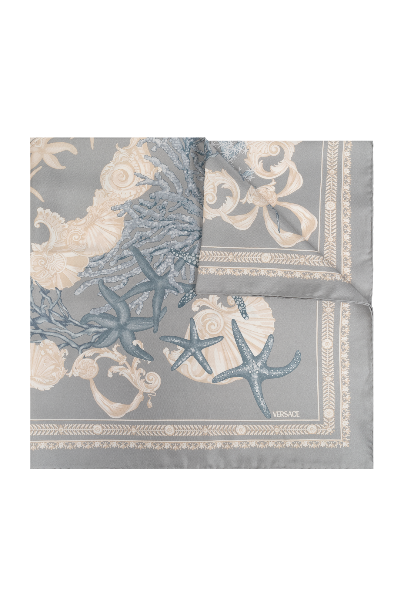 VERSACEヴェルサーチ ロングスカーフ　ブルー系 Blue Silk Scarf Versace - SchaferandweinerShops Japan